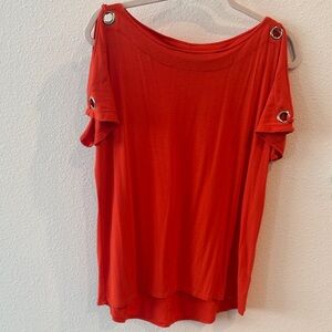 Women's Orange Open-Shoulder Top